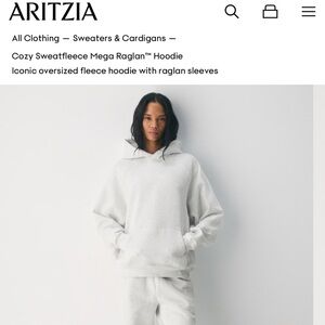 Aritzia Mega Raglan Hoodie Heather Cloud White Size M